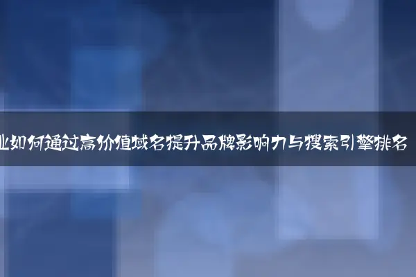 企业如何通过高价值域名提升品牌影响力与搜索引擎排名