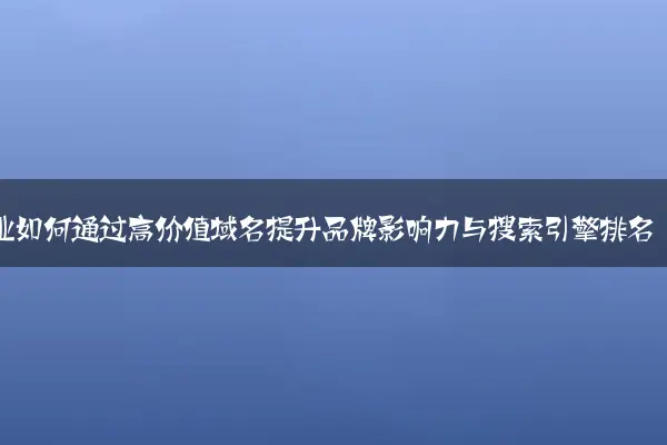 企业如何通过高价值域名提升品牌影响力与搜索引擎排名